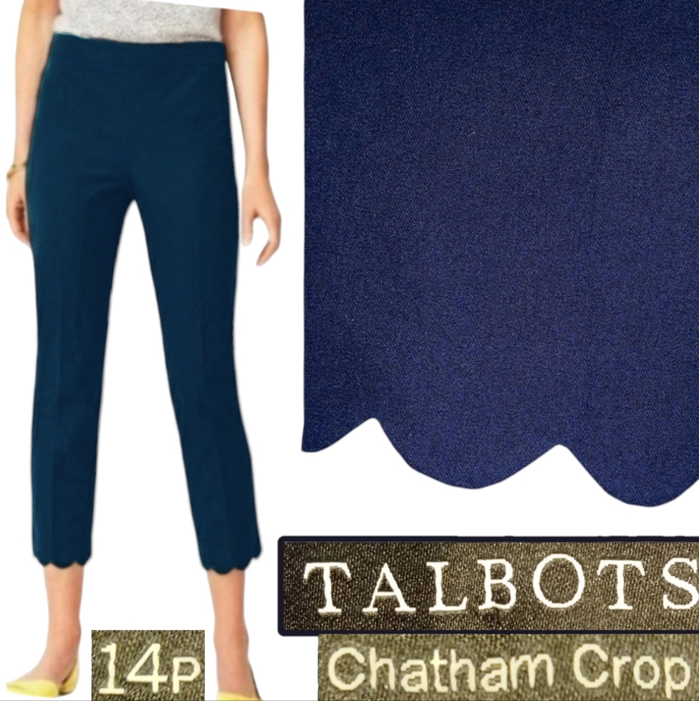 Scalloped Hem Chatham Crop Pant, Navy
